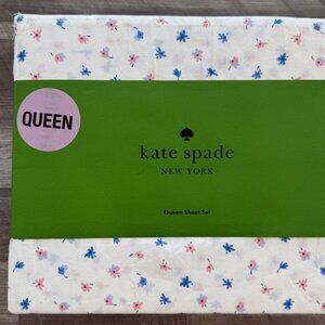 Kate Spade QUEEN Size Percale Cotton Spring Floral Sheet Set (SCATTERED FLORAL)